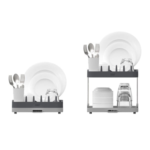 Sivi dvoetažan ocjeđivač za posuđe Duo – Joseph Joseph-image-2