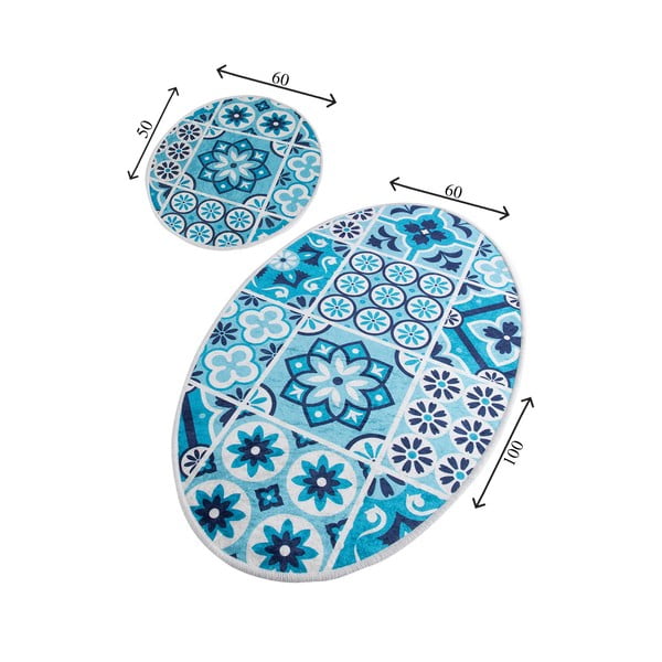 Plave kupaonske prostirke u setu 2 kom 60x100 cm Ceramic – Foutastic-image-3