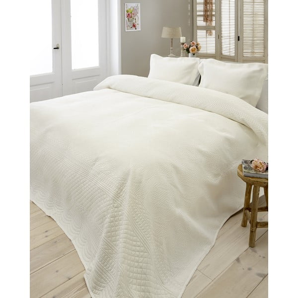 Krem bijeli pokrivač od mikrofibera s dvije jastučnice Sleeptime Charlene 250 x 260 cm