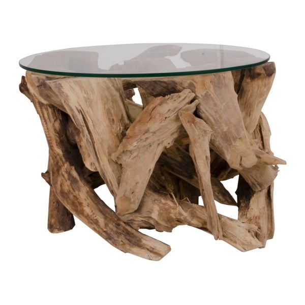 Smeđi okrugao stolić za kavu sa staklenom pločom stola ø 60 cm Grand Canyon – House Nordic