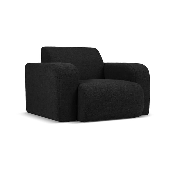 Crna fotelja od bouclé tkanine Molino – Micadoni Home