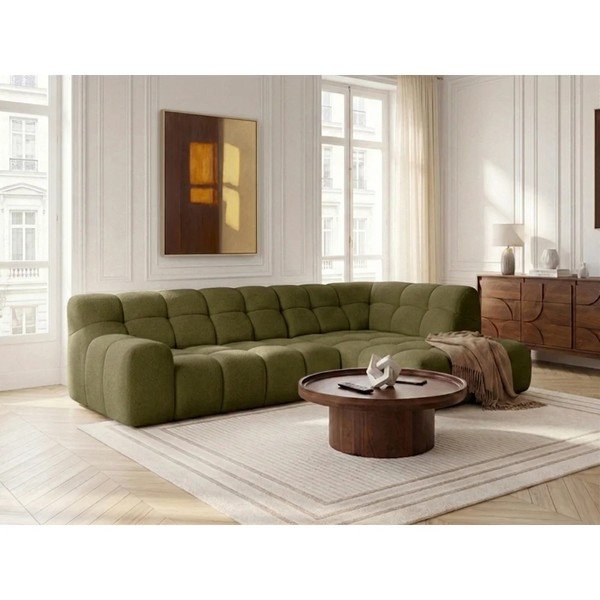 Zelena sklopiva/s električnim podešavanjem sjedala kutna garnitura (s lijevim kutom/u obliku slova L) Andre – Bobochic Paris-image-1