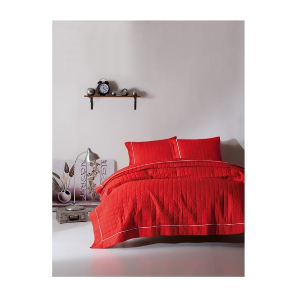 Posteljina za bračni krevet Martina Red, 240 x 220 cm