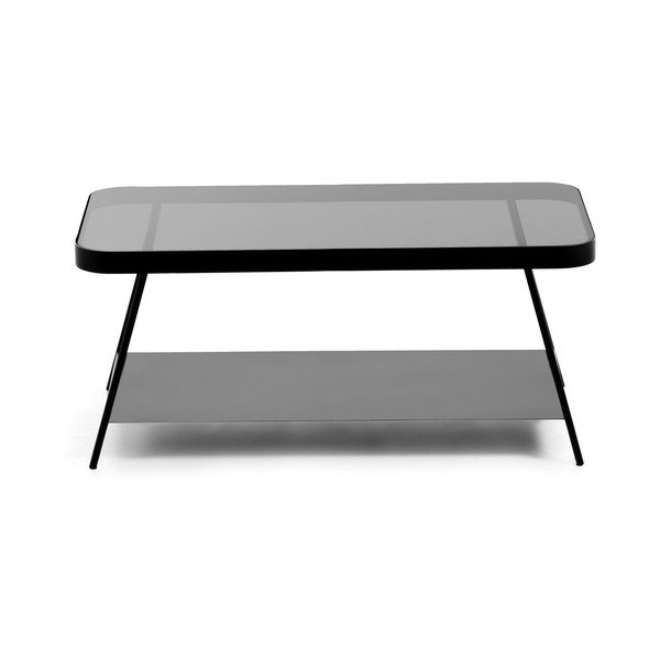 Crni stolić za kavu sa staklenom pločom stola 45x90 cm Duilia – Kave Home-image-3