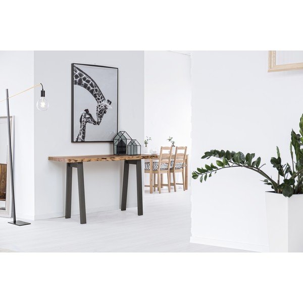 Crni/u prirodnoj boji pomoćni stol s pločom stola od bagrema 45x130 cm Aron – Bizzotto-image-1