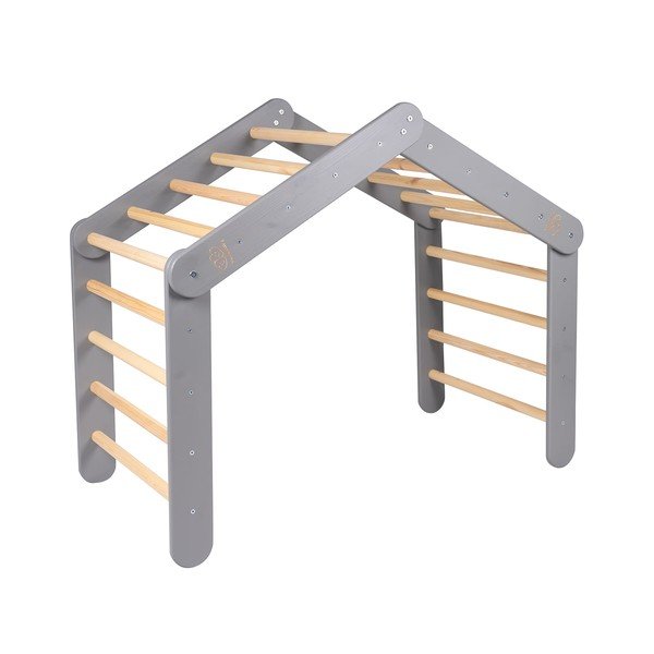 Sivi pikler montessori trokut od masivnog bora 61x112x94 cm Montessori – Meowbaby