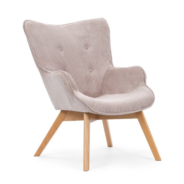 Svijetlo ružičasta fotelja s naslonjačem za noge od samta Niko – Ropez-image-4