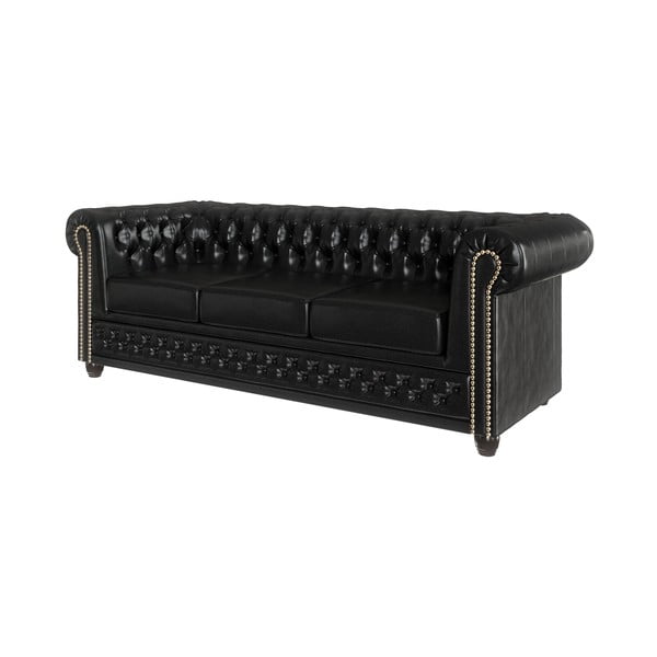 Crni kauč od imitacije kože 203 cm York - Ropez