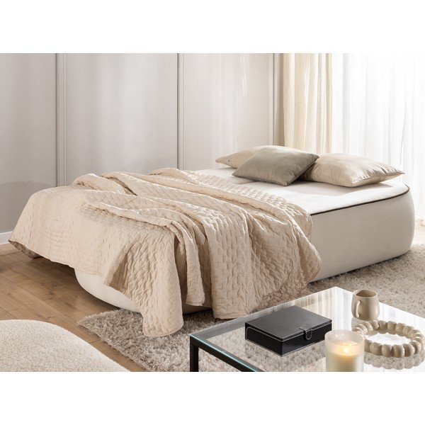 Smeđa/krem baršunasti sklopiva/s prostorom za odlaganje sofa 210 cm Saga – Ropez-image-4