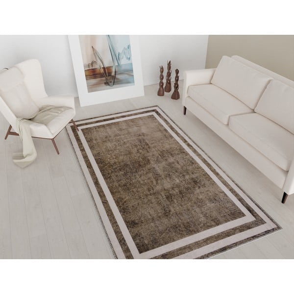 Smeđi perivi tepih 80x50 cm - Vitaus-image-1