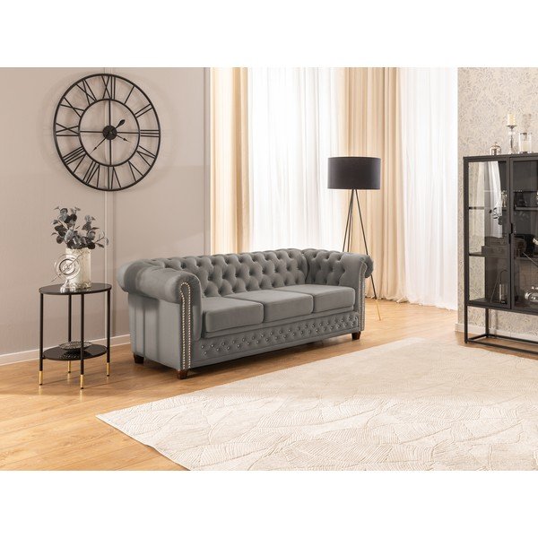 Siva baršunasti sklopiva sofa 203 cm York Blik – Ropez-image-4