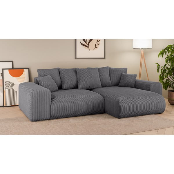 Siva sklopiva/s prostorom za odlaganje kutna garnitura od samta (promjenjiva) Luma – Ropez-image-1