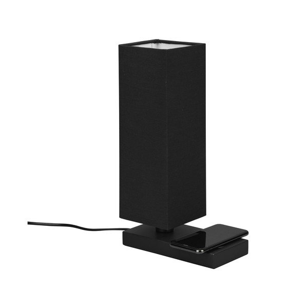 Mat crna stolna lampa s bežičnim punjačem (visina 35 cm) Haley - Reality