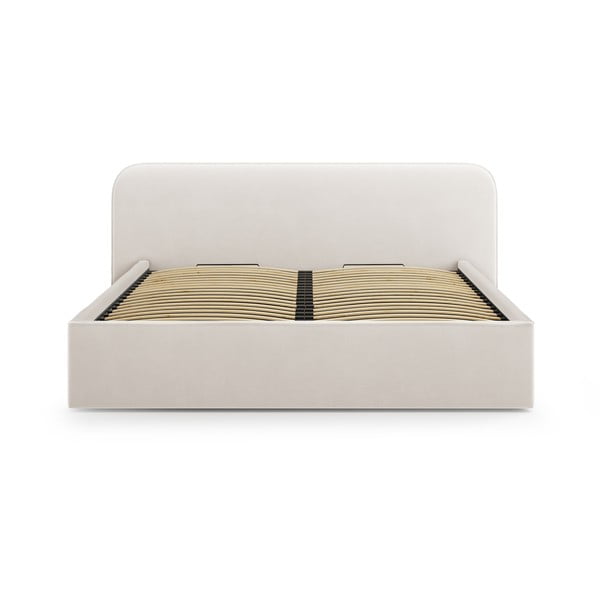 Tapecirani bračni krevet s prostorom za odlaganje s podnicom 160x200 cm boje slonovače Elizabeth – Micadoni -image-4