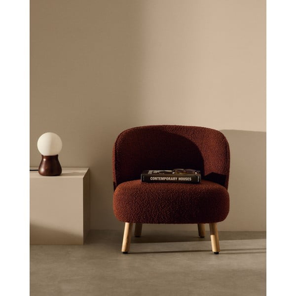 Fotelja od bouclé tkanine boja terakote Ulit – Kave Home-image-1