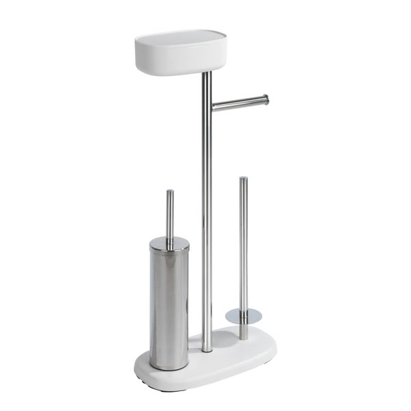 Bijeli/u srebrnoj boji držač za WC papir od nehrđajućeg čelika sa četkom Rivazza – Wenko-image-3