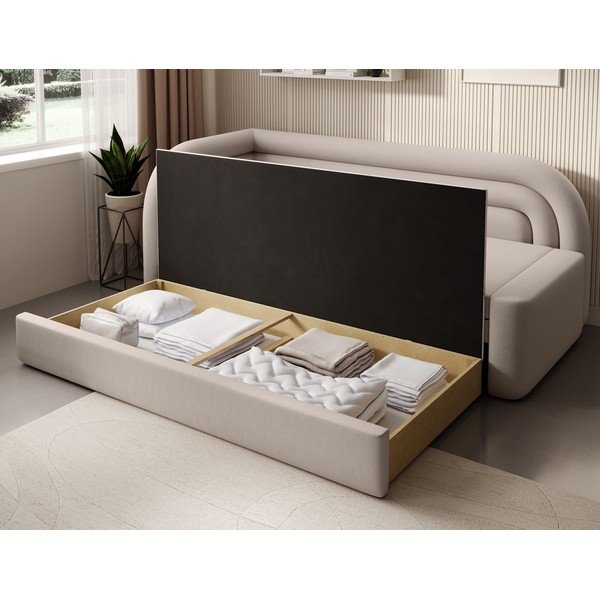 Bež baršunasti sklopiva/s prostorom za odlaganje sofa s lijevim kutom 223 cm Fabillo – ELTAP-image-4