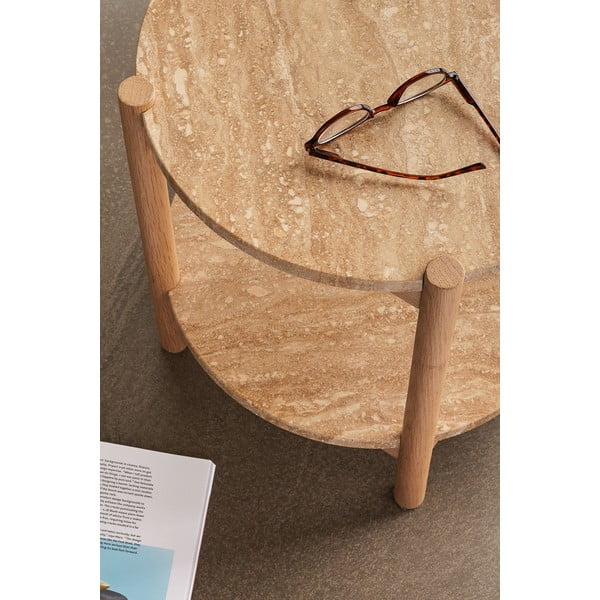 Okrugao pomoćni stol s kamenom pločom stola ø 43 cm Trava – Hübsch-image-4