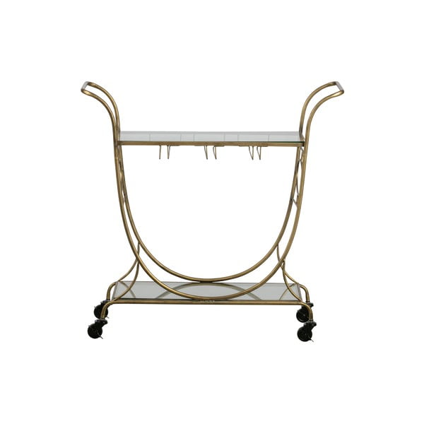 Staklena kolica za posluživanje u zlatnoj boji BePureHome
