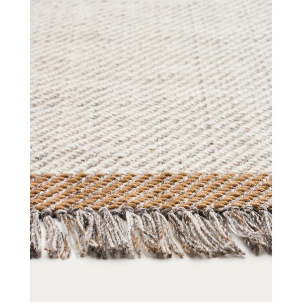 Krem ručno rađen vunen tepih 160x230 cm Brina – Kave Home-image-3