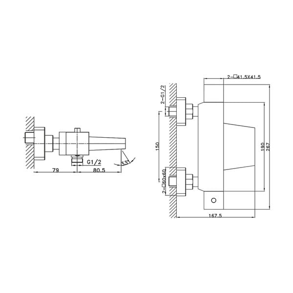 Zidna slavina za kadu u sjajno srebrnoj boji (s 1 izlazom) Latus – Sapho-image-1