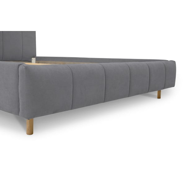Sivi tapecirani bračni krevet s podnicom 160x200 cm Zee – Scandic-image-4