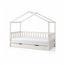 Bijeli dječji krevet od masivnog bora u obliku kućice/s dodatnim ležajem s prostorom za pohranu 90x200 cm DALLAS – Vipack