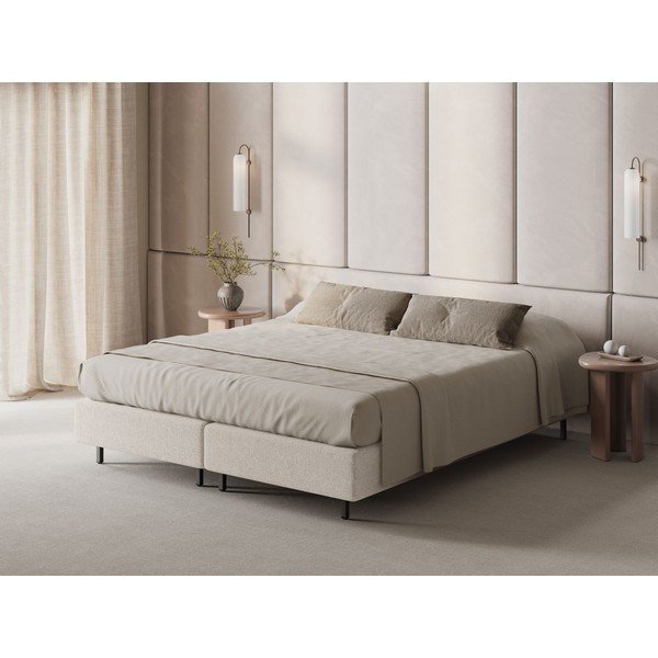 Krem tapecirani krevet bez uzglavlja 90x200 cm Whale – Micadoni -image-1