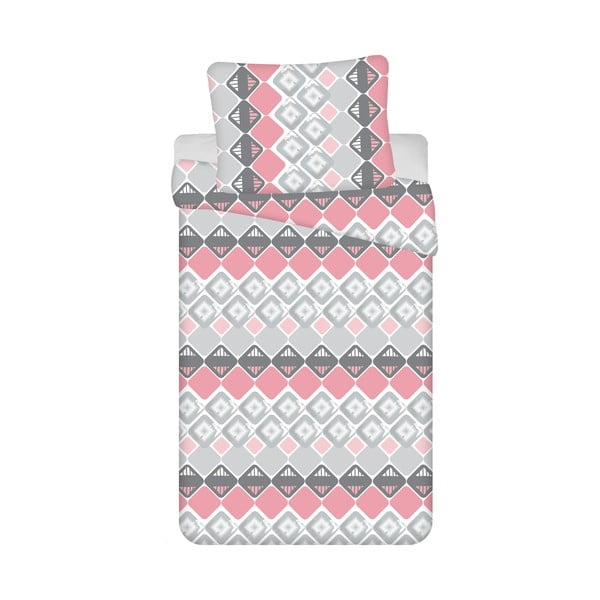 Ružičasto-siva 4-dijelna pamučna posteljina za krevet za jednu osobu 140x200 cm Dikona - Jerry Fabrics