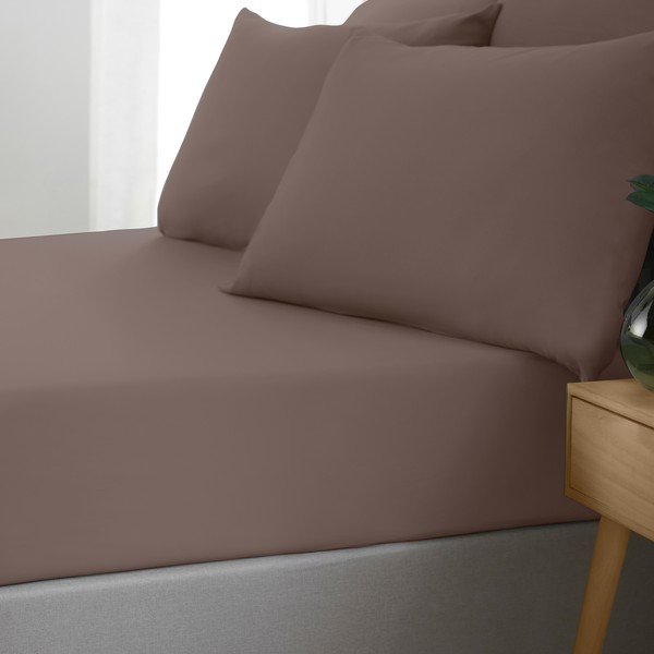 Tamno smeđa plahta s gumom 90x190 cm So Soft Non Iron – Catherine Lansfield-image-1