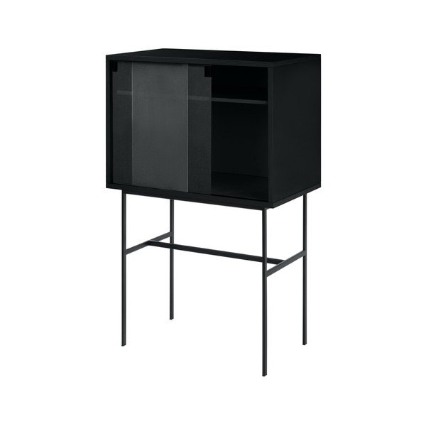 Crna vitrina s kliznim vratima 70x109x40 cm Lekko – noo.ma