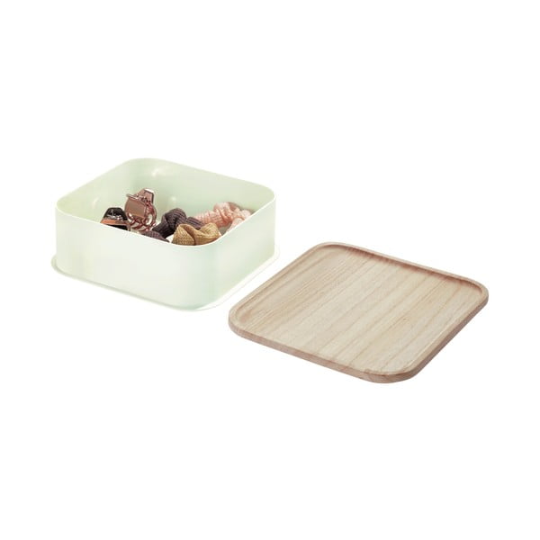 Bijela kutija za pohranu s poklopcem od drveta paulovnije iDesign Eco, 21,3 x 21,3 cm-image-3