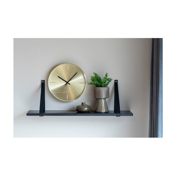 Crna drvena polica s crnim kožnim ručkama House Nordic Forno, 80 x 20 cm-image-2