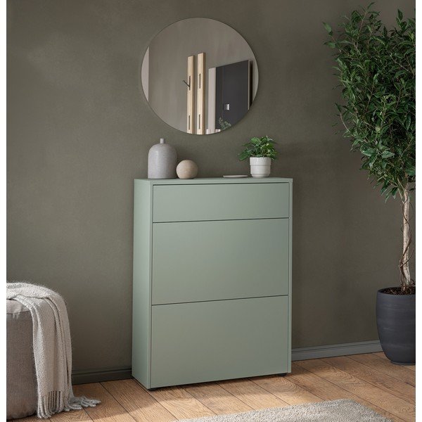 Prljavo zeleni ormarić u mat dekoru 70x99x34 cm Binetto – Germania-image-1