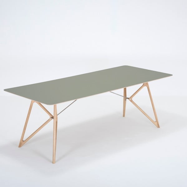 Blagovaonski stol od punog hrasta sa zelenom pločom Gazzda Tink, 220 x 90 cm