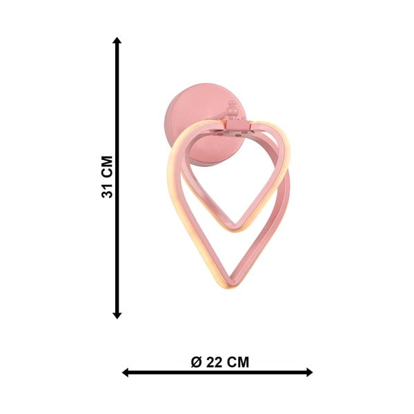 Ružičasta metalna LED zidna lampa Sevinc – Squid Lighting-image-4