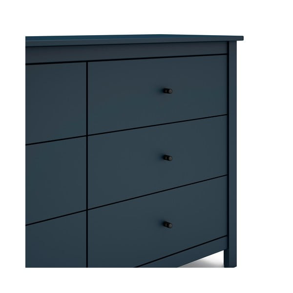 Tamnoplava niska komoda od borovine 130x80 cm Misti - Marckeric-image-4
