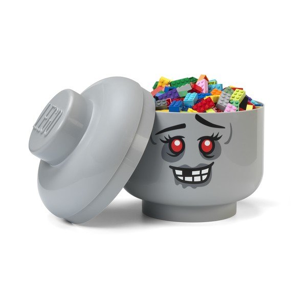 Siva plastična dječja kutija za pohranu ø 24x27 cm Head Zombie L – LEGO®-image-1