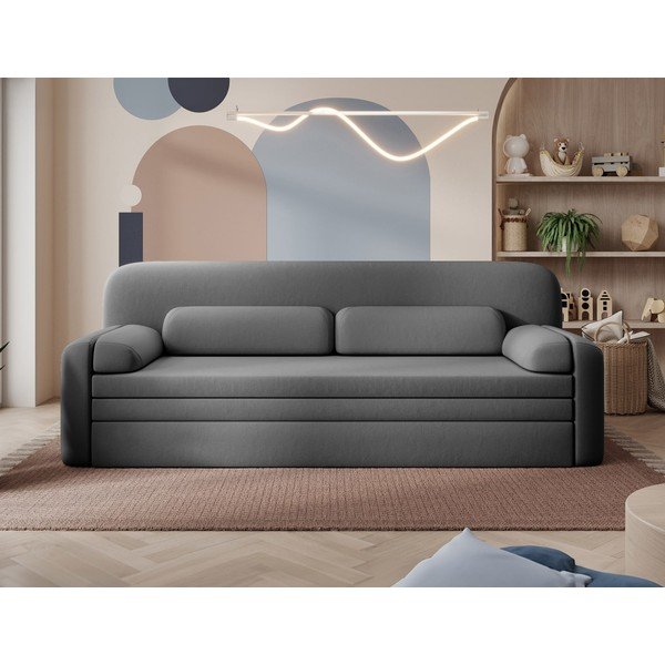 Smeđe-siva baršunasti sklopiva/s prostorom za odlaganje sofa 236 cm Elioss – ELTAP-image-1
