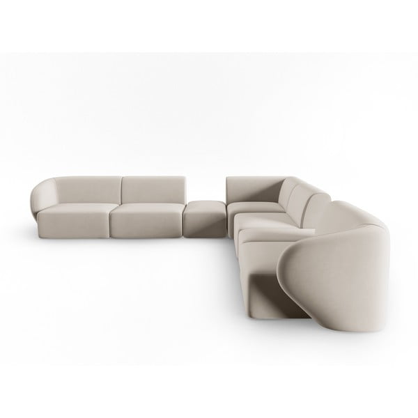 Bež baršunasti kutna garnitura Paolo – Milo Casa-image-2