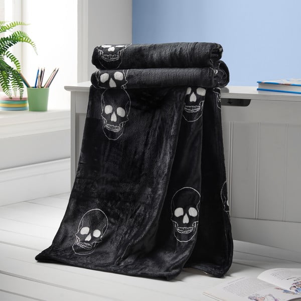 Tamno siva deka za bebe od mikropliša 130x170 cm Skulls – Catherine Lansfield-image-1