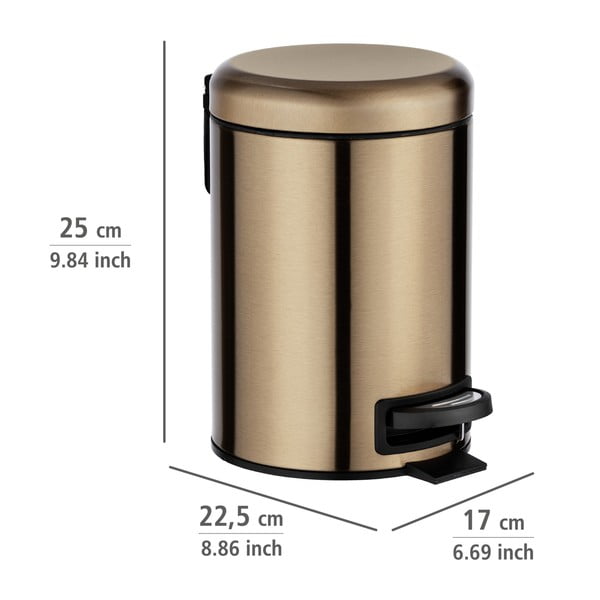 Koš za smeće s pedalom u bakrenoj boji Wenko Leman, 3 l-image-3
