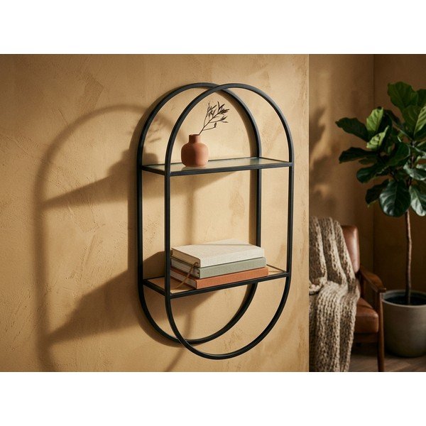Crna/u prirodnoj boji metalna polica s više razina 35 cm Mataram – Premier Housewares-image-1