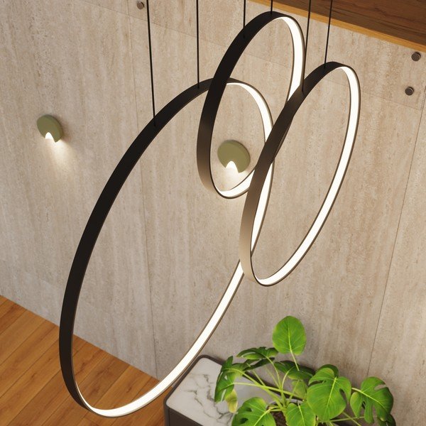 Crna LED viseća svjetiljka aluminijska RIO – Thoro-image-4
