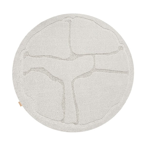 Svijetlo sivi vunen okrugao tepih ø 133 cm Morphic Organica – Agnella