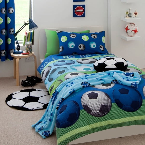 Dječja plava posteljina Catherine Lansfield Football, 200 x 200 cm