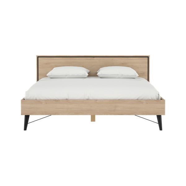 Bračni krevet u dekoru hrasta s podnicom 180x200 cm u prirodnoj boji Ry – Tvilum-image-4