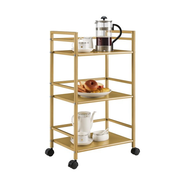 Metalni stol za serviranje na kotačićima u zlatnoj boji 29x43 cm Helix - Novogratz-image-4