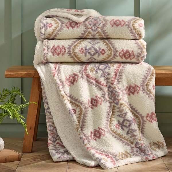 Deka u prirodnoj boji 240x200 cm Navajo Fleece – Catherine Lansfield-image-2