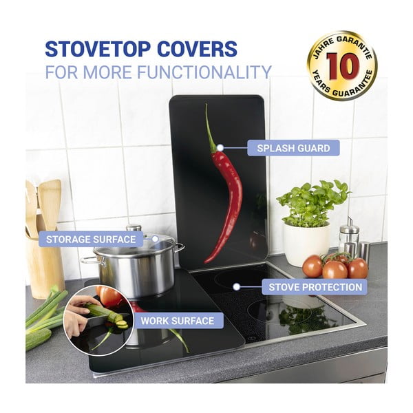 Set od 2 staklena poklopaca za štednjak Wenkoo Peperoni, 52 x 30 cm-image-4